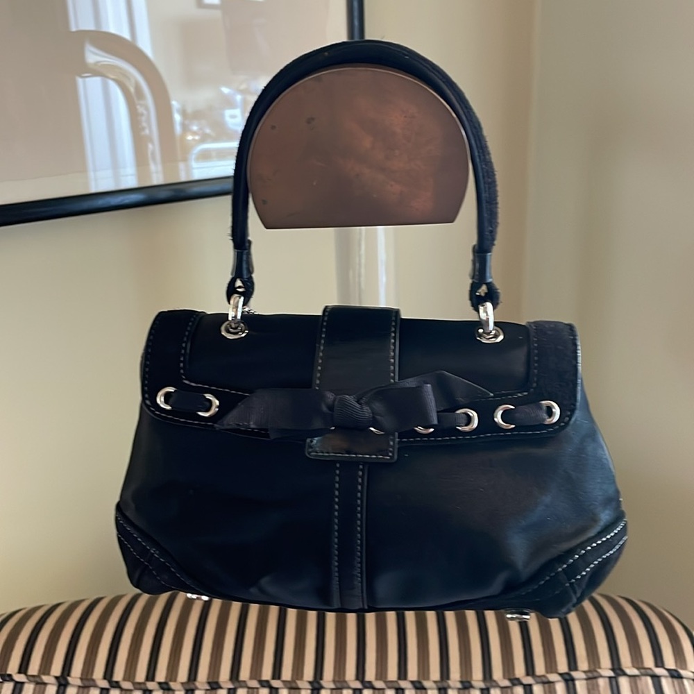 VINTAGE Y2K COACH MADISON SATIN SUEDE RHINESTONE MINI TOP HANDLE 8975 SOHO - Picture 2 of 13